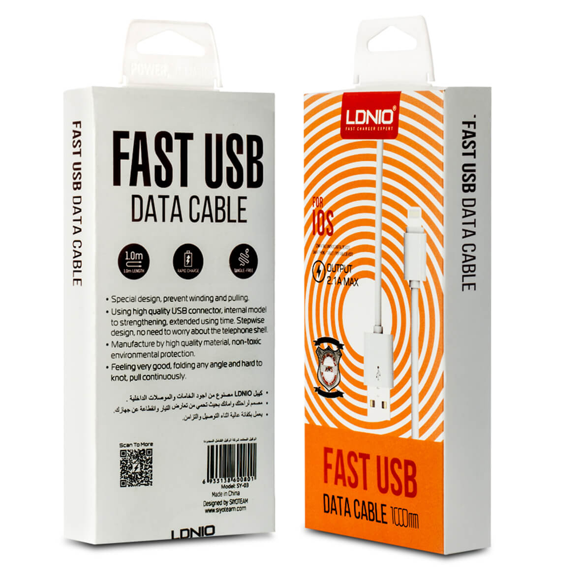 LDNIO SY-03 كيبل ايفون  USB سريع الشحن