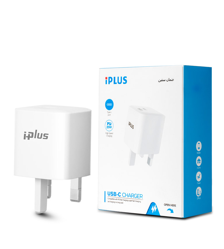 شاحن جداري سريع منفذ PD 20W من شركة IPLUS شاحن جداري سريع منفذ PD 20W من شركة IPLUS